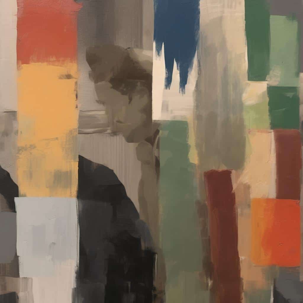 Ανδρας σεabstract έργο τέχνης με έντονα χρώματα και δομές.