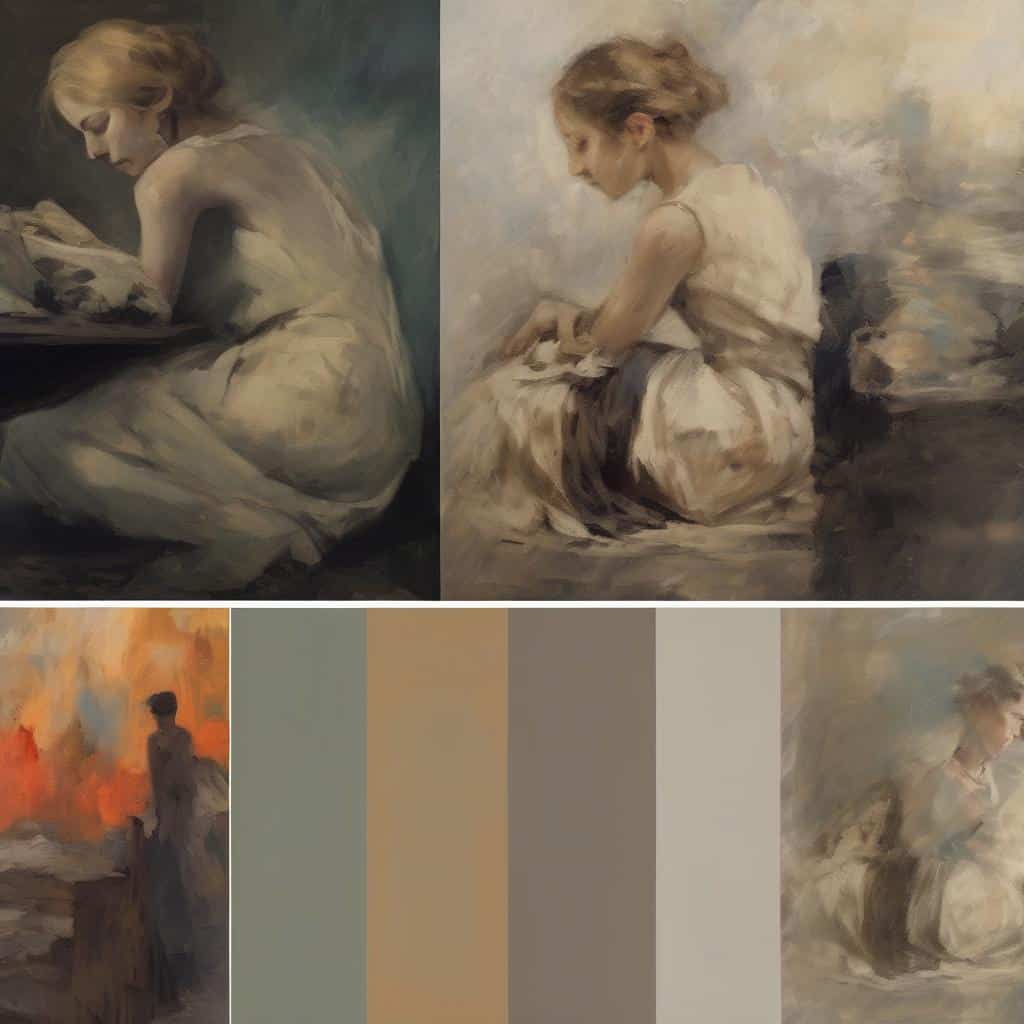 Χαρακτηριστικά πίνακα, αίσθηση βάθους, χωρίς προοπτική, ρεαλιστική απεικόνιση κοριτσιών σε διάφορες στάσεις.